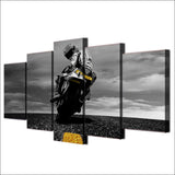 Motorcycle Racer On Road Motorbike Framed 5 Piece Canvas Wall Art - 5 Panel Canvas Wall Art - FabTastic.Co