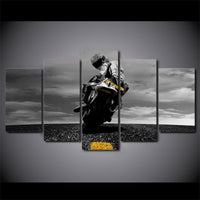 Motorcycle Racer On Road Motorbike Framed 5 Piece Canvas Wall Art - 5 Panel Canvas Wall Art - FabTastic.Co