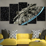 Star Wars Movie Millennium Falcon Framed 5 Piece Panel Canvas Wall Art Print
