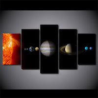Solar System Sun & Planets Space Astronomy Framed 5 Piece Canvas Wall Art Painting Wallpaper Poster Picture Print Photo Decor