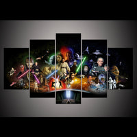 Star Wars Movie Characters Framed 5 Piece Panel Canvas Wall Art Print