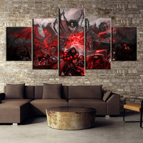 Juego de World of Warcraft enmarcado 5 piezas lienzo arte de la pared pintura papel tapiz póster imagen impresión foto decoración 