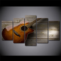 Guitar Musical Instrument Framed 5 Piece Canvas Wall Art - 5 Panel Canvas Wall Art - FabTastic.Co