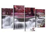 Otoño bosque árboles cascada enmarcado 4 piezas lienzo arte de la pared pintura papel tapiz cartel imagen impresión foto decoración 