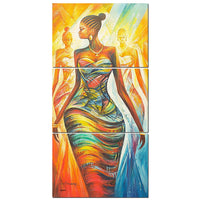 Colorful African Woman Framed 3 Piece Abstract Canvas Wall Art Image Picture Wallpaper Mural Decoration Poster Decor Print Painting Photo