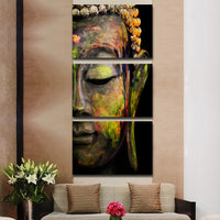 Buddhism Zen Buddha Face Statue Framed 5 Piece Canvas Wall Art Painting Wallpaper Decor Poster Picture Print