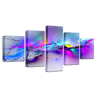 Colorful & Vibrant Modern Abstract Graffiti Framed 5 Piece Canvas Wall Art - 5 Panel Canvas Wall Art - FabTastic.Co