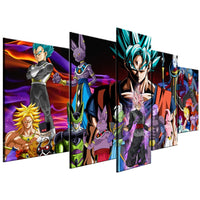 Dragon Ball Z Cartoon Characters Anime Framed 5 Piece Canvas Wall Art Painting Wallpaper Poster Picture Print Photo Decor