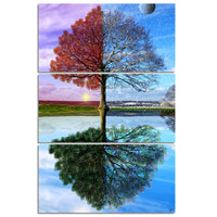 4 Seasons Nature Changing Tree Framed 3 Piece Canvas Wall Art Painting Wallpaper Poster Picture Print Photo Decor