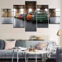 Classic Porsche 911 Sports Racing Car Framed 5 Piece Canvas Wall Art Painting Wallpaper Poster Picture Print Photo Decor