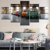 Classic Porsche 911 Sports Racing Car Framed 5 Piece Canvas Wall Art Painting Wallpaper Poster Picture Print Photo Decor