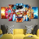 Anime Dragon Ball Z Goku Cartoon Framed 5 Piece Canvas Wall Art Painting Wallpaper Poster Picture Print Photo Decor
