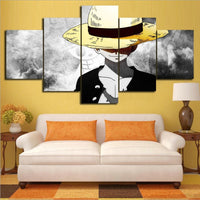 Monkey D. Luffy Anime Cartoon Framed 5 Piece Canvas Wall Art Painting Wallpaper Poster Picture Print Photo Decor