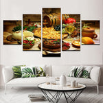 Restaurant Kitchen Food Framed 5 Piece Canvas Wall Art Painting Wallpaper Poster Picture Print Photo Decor