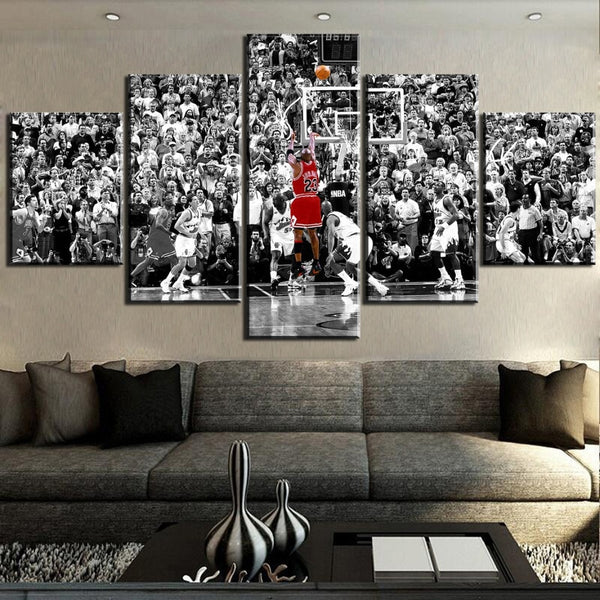 Michael Jordan Baloncesto Profesional Celebridad Atleta Enmarcado 5 Piezas Deportes Lienzo Arte de la Pared Pintura Papel Pintado Póster Imagen Impresión Foto Decoración 
