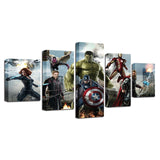 Personajes de películas y superhéroes Vengadores Capitán América Thor Hulk Iron Man enmarcado 5 piezas lienzo arte de pared 