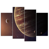 Planeta Júpiter y lunas enmarcado, 4 piezas, lienzo espacial, arte de pared, pintura, papel tapiz, decoración, póster, impresión de imagen 