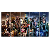 Horror Movie Characters Framed 5 Piece Canvas Wall Art Painting Wallpaper Poster Picture Print Photo