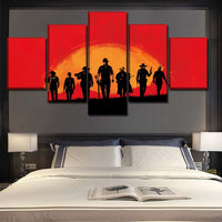 Red Dead Redemption Western Game Framed 5 Piece Panel Canvas Wall Art Print