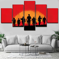 Red Dead Redemption Western Game Framed 5 Piece Panel Canvas Wall Art Print