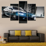 BMW M3 Black Sport Car Framed 5 Piece Canvas Wall Art - 5 Panel Canvas Wall Art - FabTastic.Co