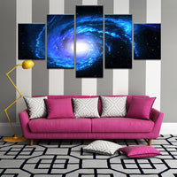 Outer Space Star Filled Galaxy Universe Framed 5 Piece Panel Canvas Wall Art Print - 5 Panel Canvas Wall Art - FabTastic.Co