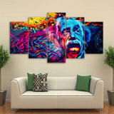 Albert Einstein Psychedelic Abstract Art Framed 5 Piece Canvas Wall Art