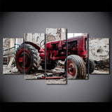Old Vintage Antique Tractor Framed 5 Piece Canvas Wall Art Painting Wallpaper Poster Picture Print Photo Decor