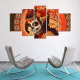 Día mexicano de los muertos cara cráneo esqueleto enmarcado 5 piezas lienzo pared Arte Decoración impresión imagen pintura 