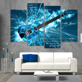 Electric Guitar Music Band Rock & Roll Framed 4 Piece Canvas Wall Art Painting Wallpaper Poster Picture Print Photo Decor
