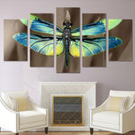 Dragonfly Wings Insect Nature Framed 5 Piece Canvas Wall Art Painting Wallpaper Poster Picture Print Photo Decor