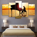 Piano Man Playing Music In The Sun Framed 5 Piece Canvas Wall Art