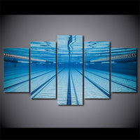 Swimming Pool Swimmer Sports Framed 5 Piece Canvas Wall Art Painting Wallpaper Poster Picture Print Photo