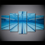 Swimming Pool Swimmer Sports Framed 5 Piece Canvas Wall Art Painting Wallpaper Poster Picture Print Photo
