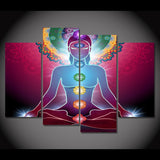 Yoga Buda Meditación hindú Chakra Espiritualidad Enmarcado 4 piezas Lienzo Arte de la pared Pintura Papel tapiz Póster Imagen Impresión Foto Decoración 
