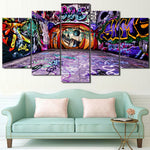 Graffiti Street Art Framed 5 Piece Canvas Wall Painting Print