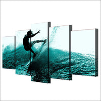 Surfer Guy Surfing Sports - Lienzo decorativo enmarcado (5 piezas) 