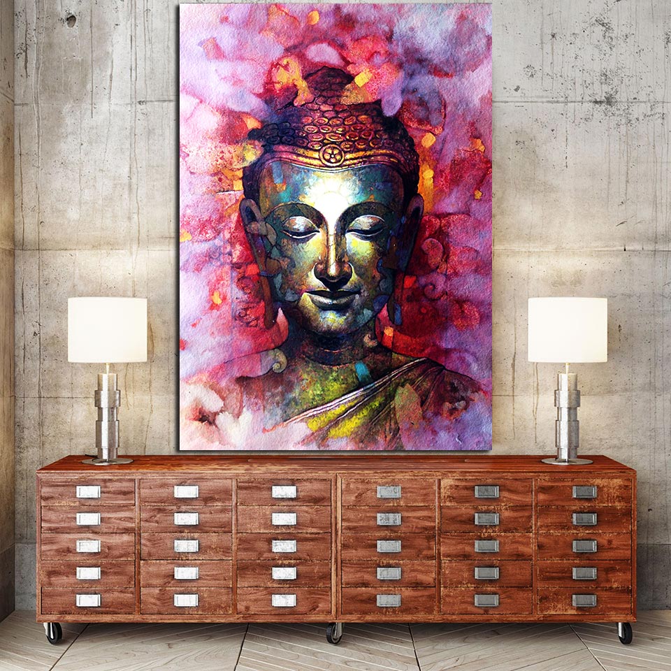 Colorful Buddha Buddhism Religion 1 Panel Piece Canvas Wall Art Painti ...