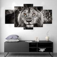 Wild Lion Animal Framed 5 Piece Canvas Wall Art - 5 Panel Canvas Wall Art - FabTastic.Co