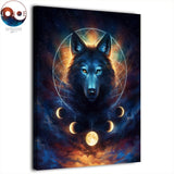 Wolf Dream Catcher Moon Phases Framed 1 Piece Canvas Wall Art Painting Wallpaper Poster Picture Print Photo Decor