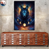 Wolf Dream Catcher Moon Phases Framed 1 Piece Canvas Wall Art Painting Wallpaper Poster Picture Print Photo Decor