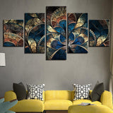Cool Abstract Flower Painting 5 Piece Canvas Wall Art - 5 Panel Canvas Wall Art - FabTastic.Co