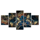 Cool Abstract Flower Painting 5 Piece Canvas Wall Art - 5 Panel Canvas Wall Art - FabTastic.Co