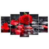 Red Rose Flower 5 Piece Canvas Wall Art Image Picture Wallpaper Mural Decoration Design Artwork Poster Decor Print Painting Photography