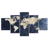 World Map Framed 5 Piece Canvas Wall Art Painting Wallpaper Poster Picture Print Photo Decor