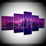 New York City Panoramic NYC USA Skyline Cityscape Framed 5 Piece Canvas Wall Art - 5 Panel Canvas Wall Art - FabTastic.Co