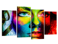 Colorido arte abstracto chica enmarcado 4 piezas lienzo arte de la pared pintura papel tapiz cartel imagen impresión foto decoración 
