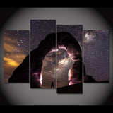 Starry Night Galaxy Sky Framed 4 Piece Canvas Wall Art Painting Wallpaper Poster Picture Print Photo Decor