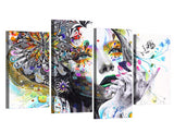 Colorful Flower Woman Abstract Art Framed 4 Piece Canvas Wall Art Painting Wallpaper Poster Picture Print Photo Decor