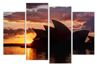 Sydney Australia Opera House Framed 4 Piece Canvas Wall Art Painting Wallpaper Poster Picture Print Photo Decor
